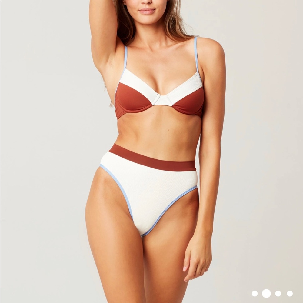 NEW L Space Ribbed Frenchi Bikini Bottom cream